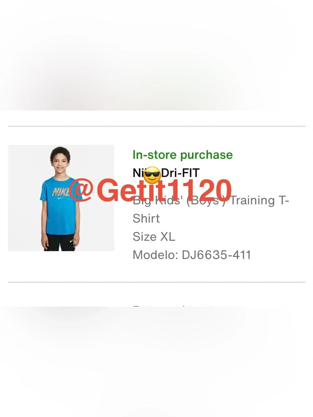Nike Dri-FIT Big Kids' (Boys) Training T- Shirt DJ6635-411 Imperial Blue Size XL